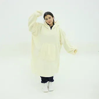 Pufero Beyaz Giyilebilir Battaniye