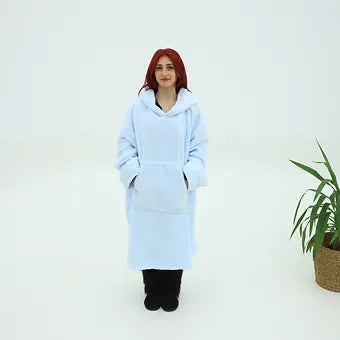 Pufero Gök Mavi Giyilebilir Battaniye