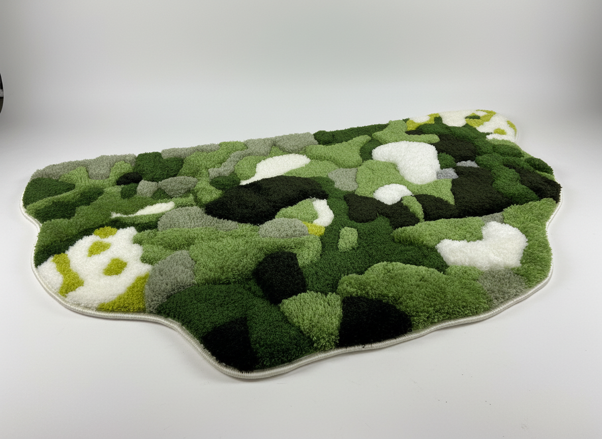 3D Handmade Yeşil Kolaj Halı & Dekor