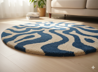 Pufero Mavi Wavy Halı & Dekor