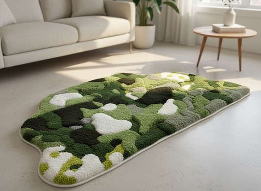 3D Handmade Yeşil Kolaj Halı & Dekor