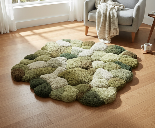 Pufero Yeşil Flora Handmade Halı & Dekor